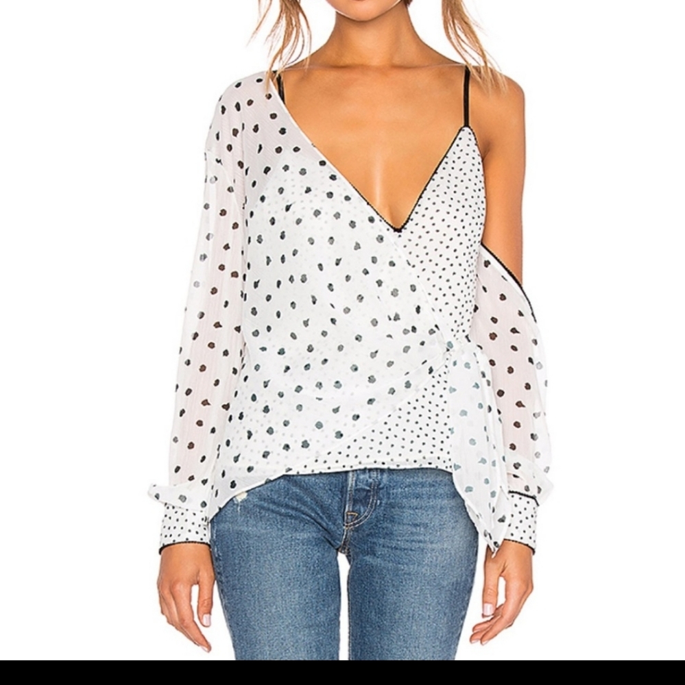 The Jetset Diaries Zoey One Shoulder Top Polka Dot